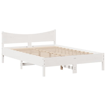 Giroletto con Testiera Bianco 135x190 cm Legno Massello di Pino