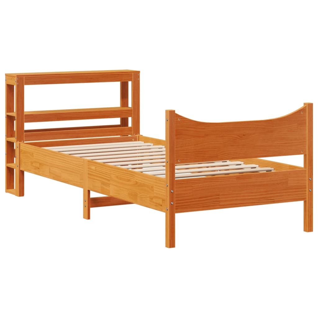 Giroletto con Testiera Marrone Cera 90x190 cm Massello Pino