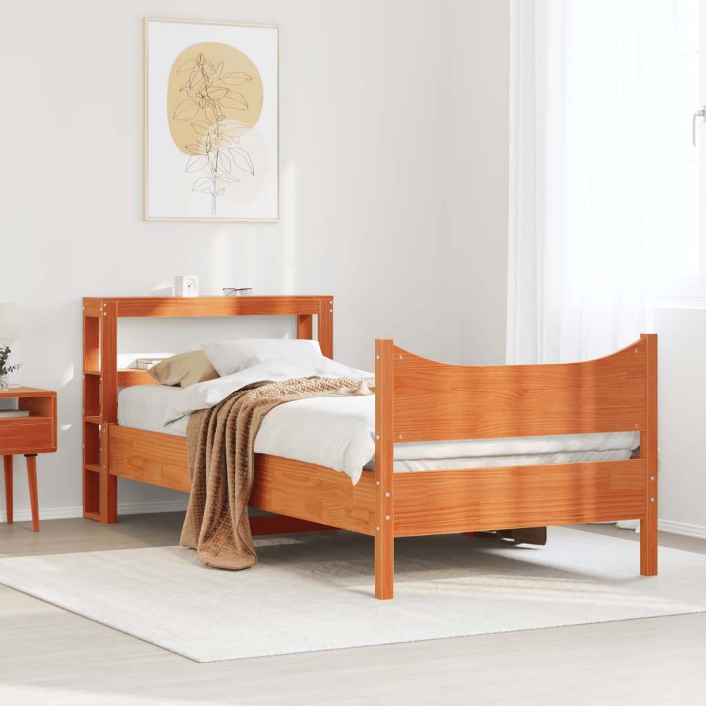 Giroletto con Testiera Marrone Cera 90x190 cm Massello Pino