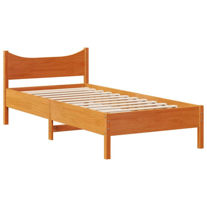 Giroletto con Testiera Marrone Cera 90x190 cm Massello Pino
