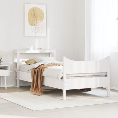 Giroletto con Testiera Bianco 75x190 cm Legno Massello di Pino