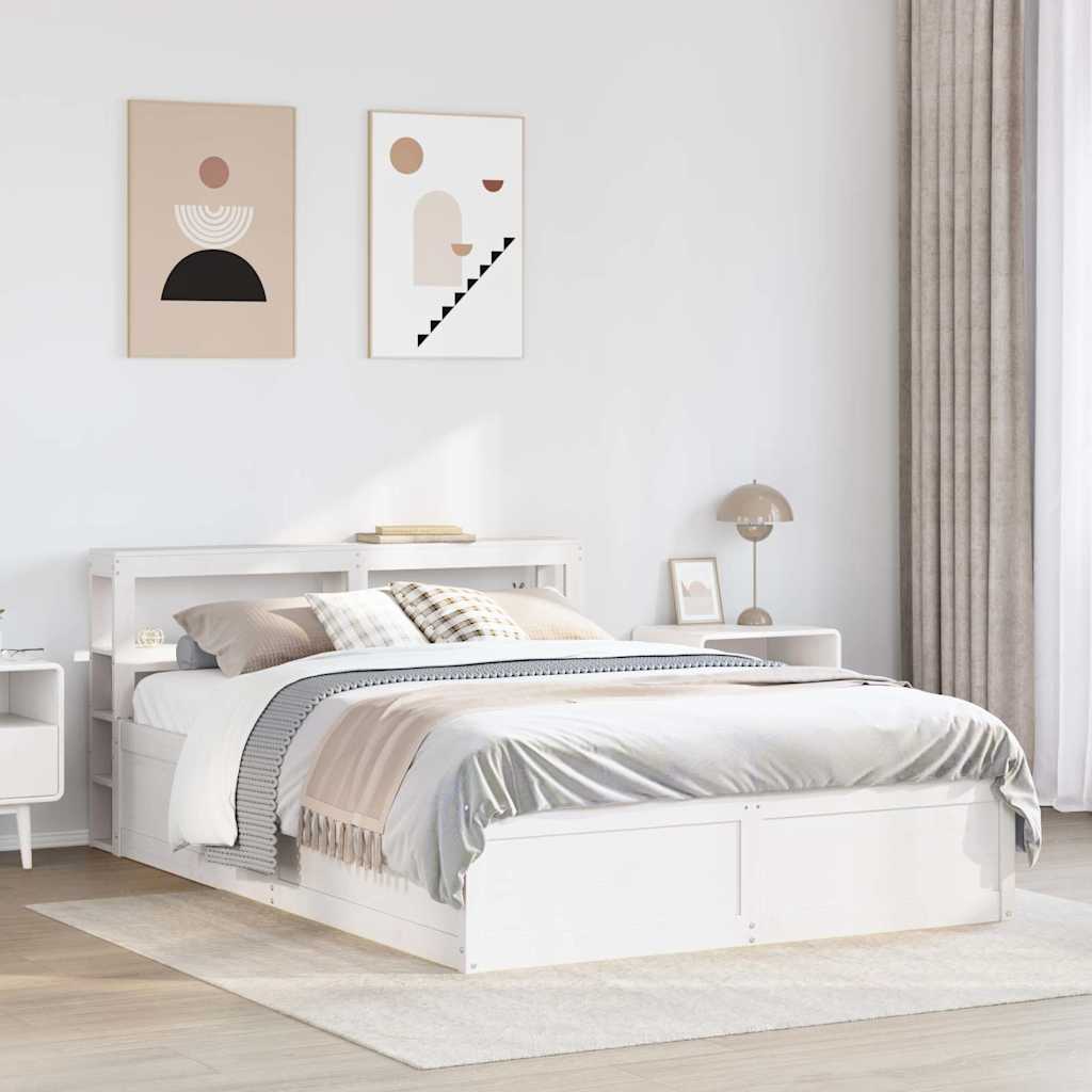 Giroletto con Testiera Bianco 120x200 cm Legno Massello di Pino