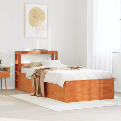 Giroletto con Testiera Marrone Cera 90x200 cm Massello Pino
