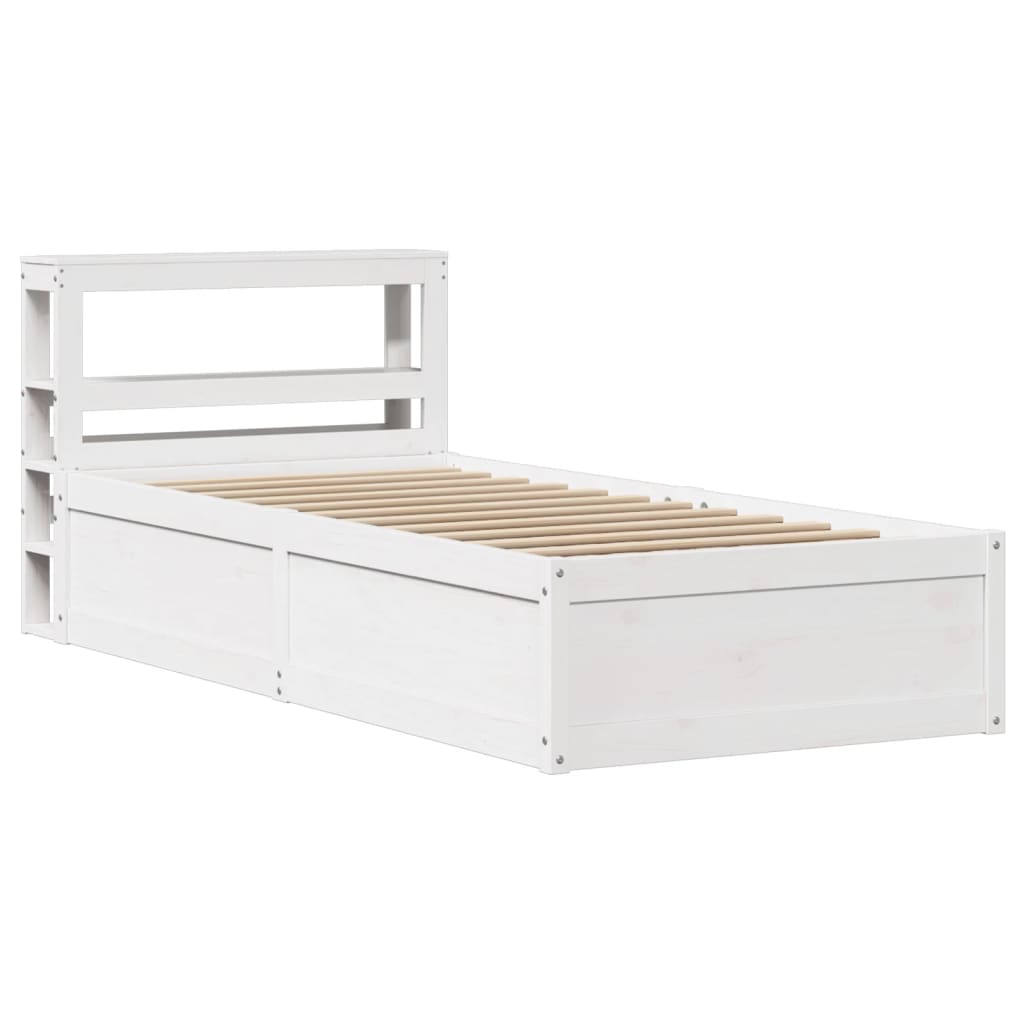 Giroletto con Testiera Bianco 90x190 cm Legno Massello di Pino