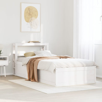 Giroletto con Testiera Bianco 90x190 cm Legno Massello di Pino