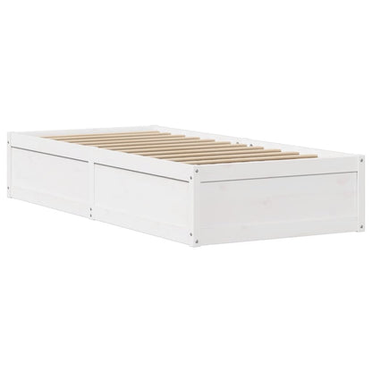 Giroletto con Testiera Bianco 90x190 cm Legno Massello di Pino