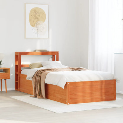 Giroletto con Testiera Marrone Cera 90x190 cm Massello Pino