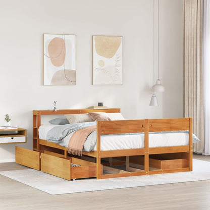 Letto senza Materasso Marrone Cera 140x190 cm in Legno di Pino