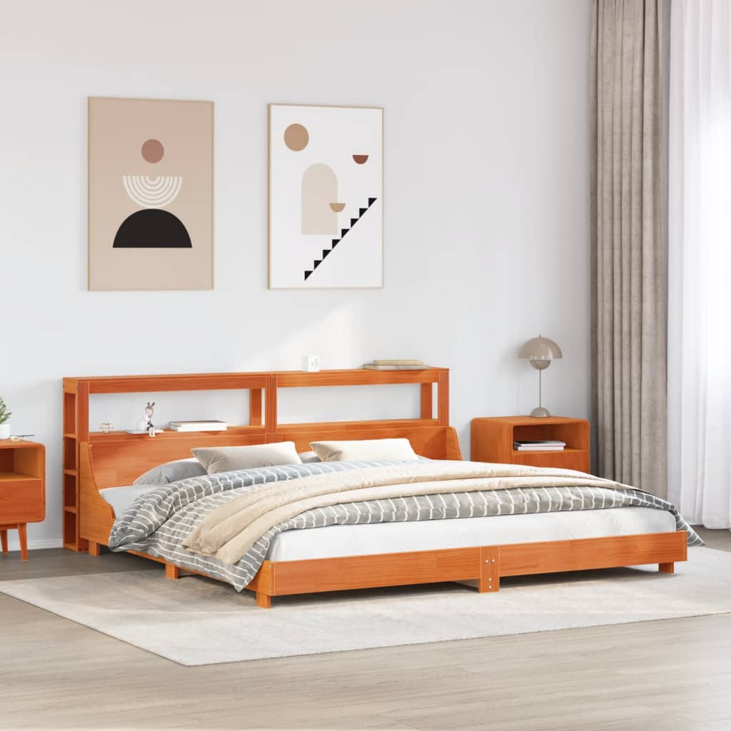 Letto senza Materasso Marrone Cera 200x200 cm in Legno di Pino