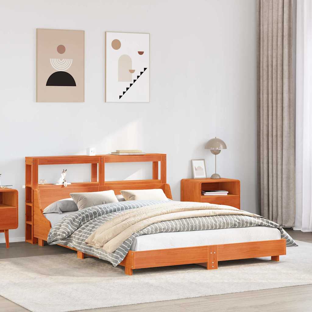 Letto senza Materasso Marrone Cera 160x200 cm in Legno di Pino