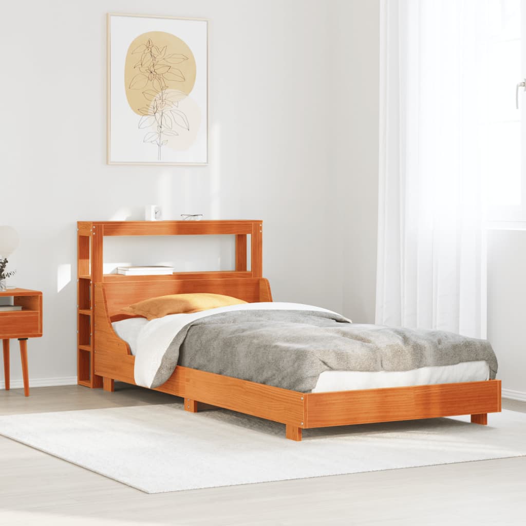 Letto senza Materasso Marrone Cera 100x200 cm in Legno di Pino