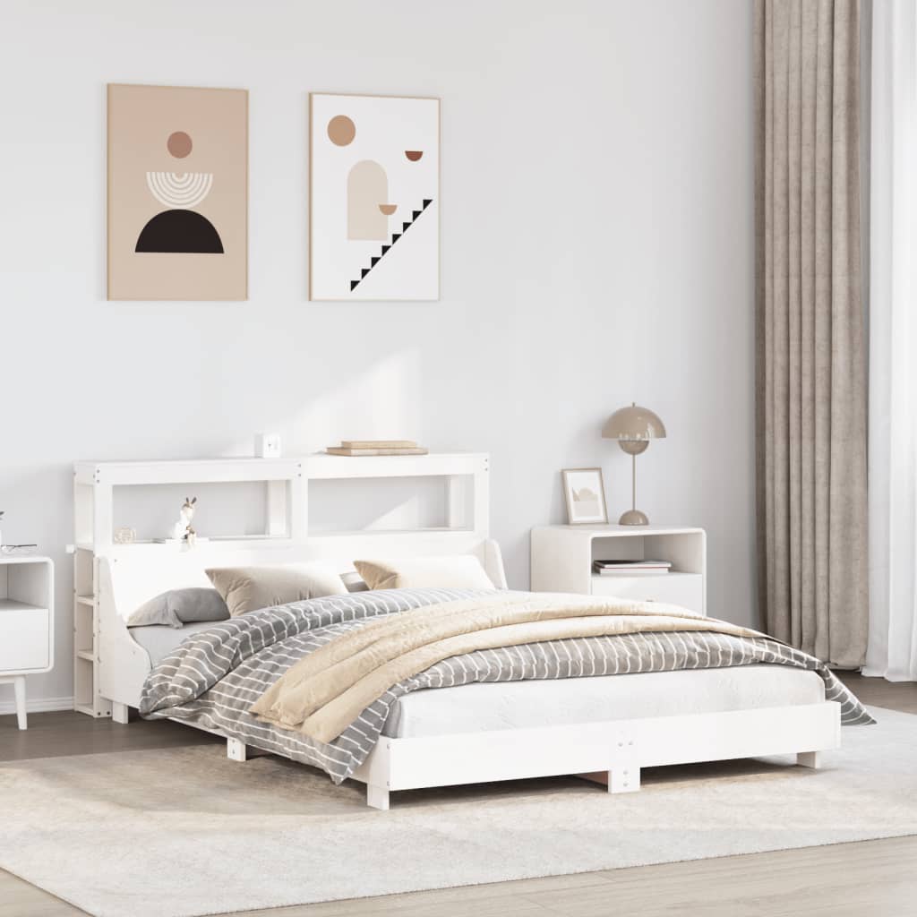 Letto senza Materasso Bianco 120x190 cm Legno Massello di Pino