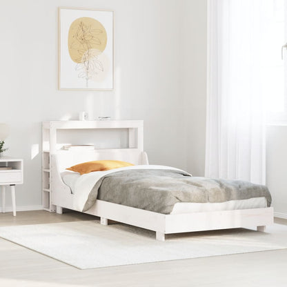 Letto senza Materasso Bianco 90x190 cm in Legno Massello Pino