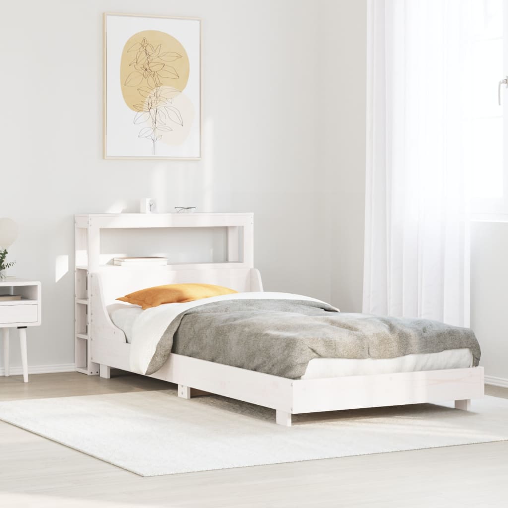 Letto senza Materasso Bianco 75x190 in Legno Massello di Pino