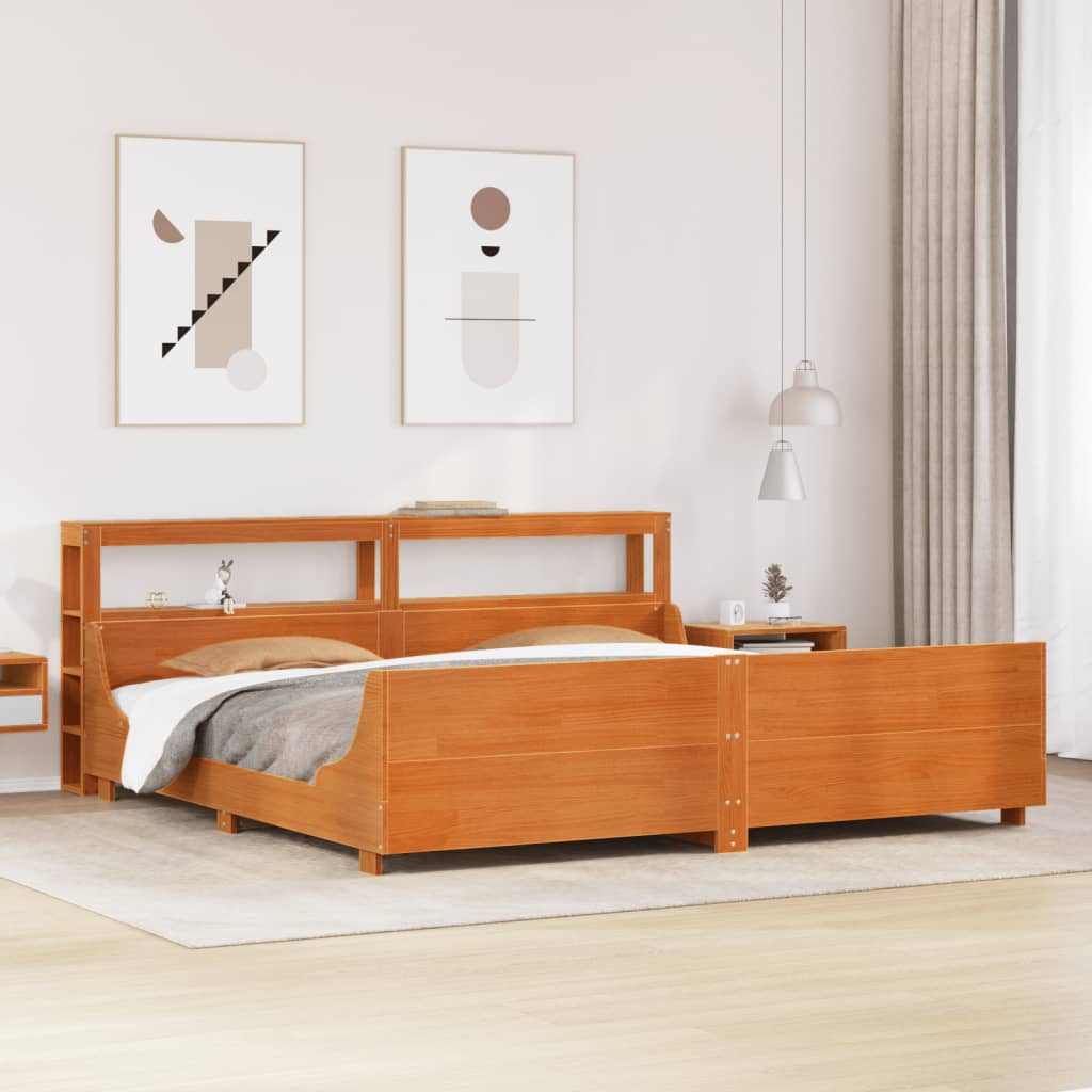 Letto senza Materasso Marrone Cera 180x200 cm in Legno di Pino