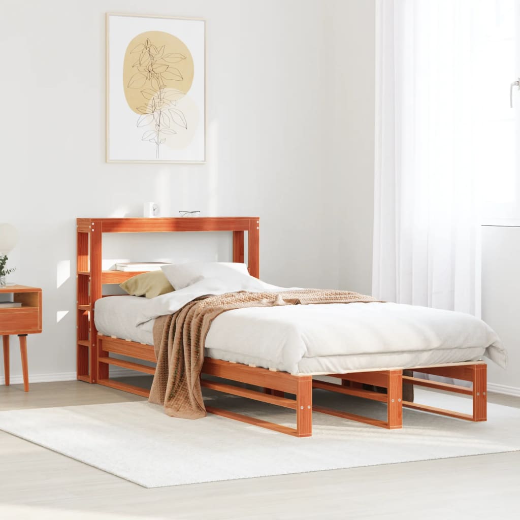 Letto senza Materasso Marrone Cera 90x200 cm Legno di Pino