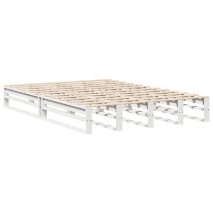 Giroletto con Testiera Bianco 160x200 cm Legno Massello di Pino