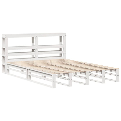 Giroletto con Testiera Bianco 120x190 cm Legno Massello di Pino