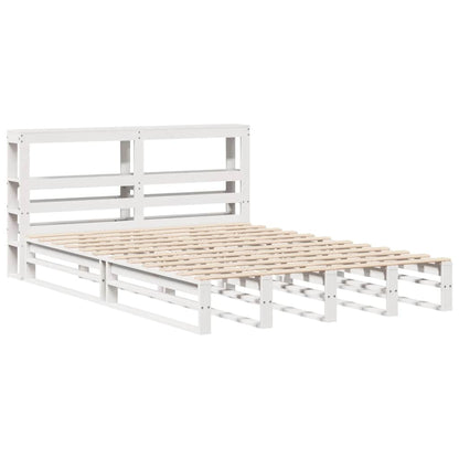 Giroletto con Testiera Bianco 135x190 cm Legno Massello di Pino