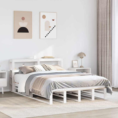 Giroletto con Testiera Bianco 135x190 cm Legno Massello di Pino