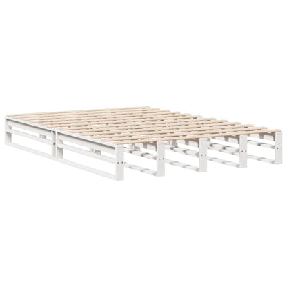 Giroletto con Testiera Bianco 140x190 cm in Legno Massello Pino