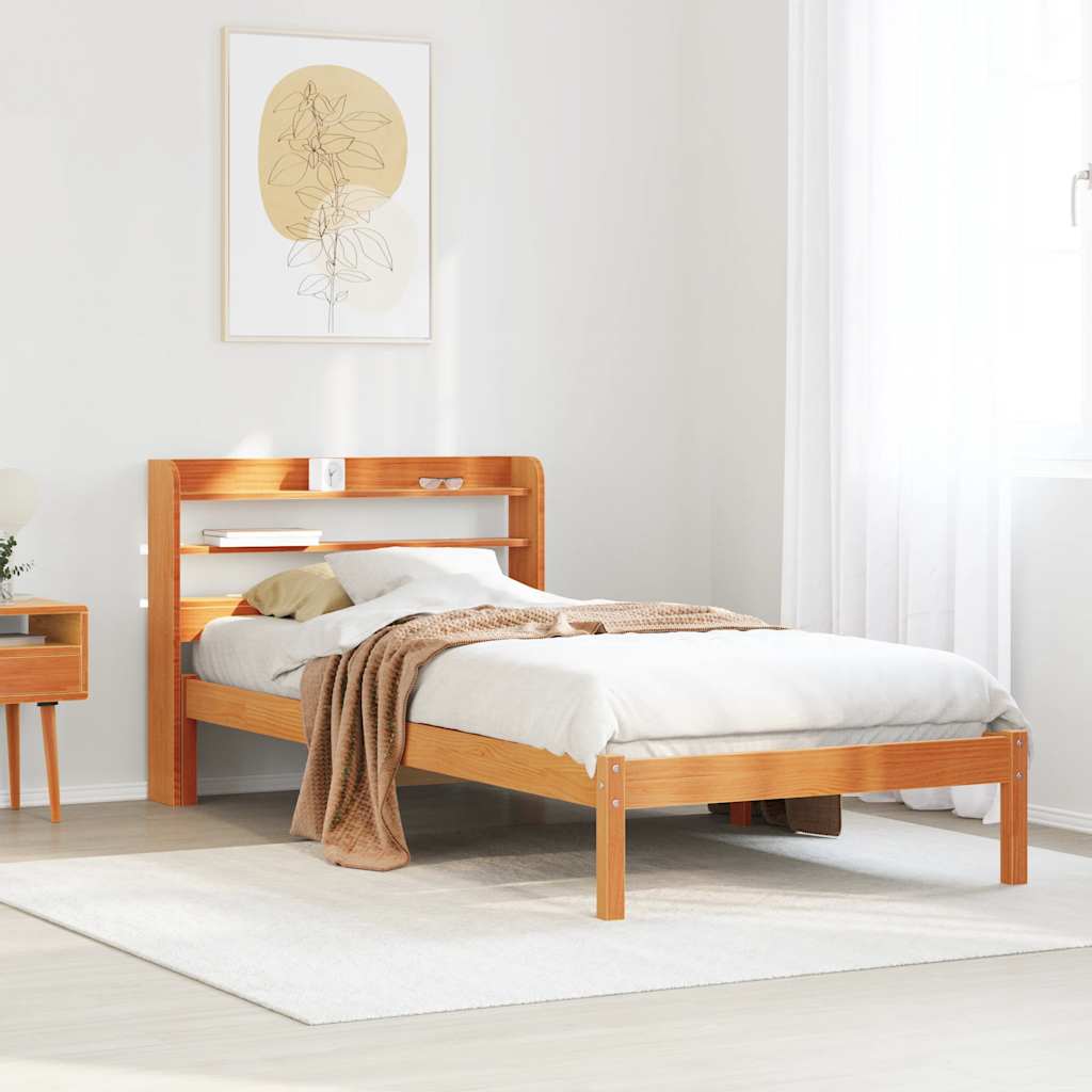 Giroletto con Testiera Marrone Cera 75x190 cm Massello Pino