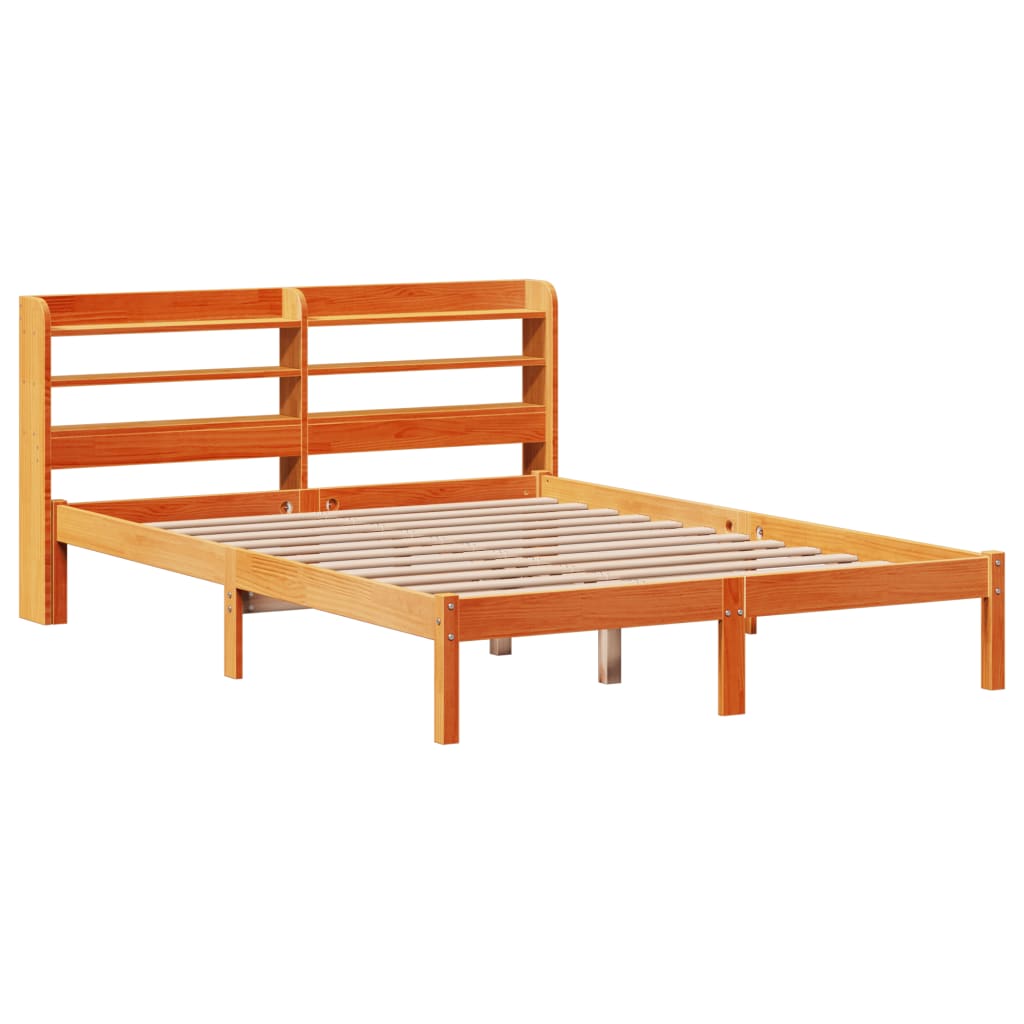 Giroletto con Testiera Marrone Cera 120x190 cm Massello Pino