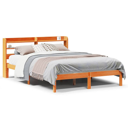 Giroletto con Testiera Marrone Cera 140x190 cm Massello Pino