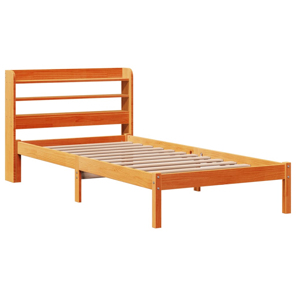 Giroletto con Testiera Marrone Cera 100x200 cm Massello Pino