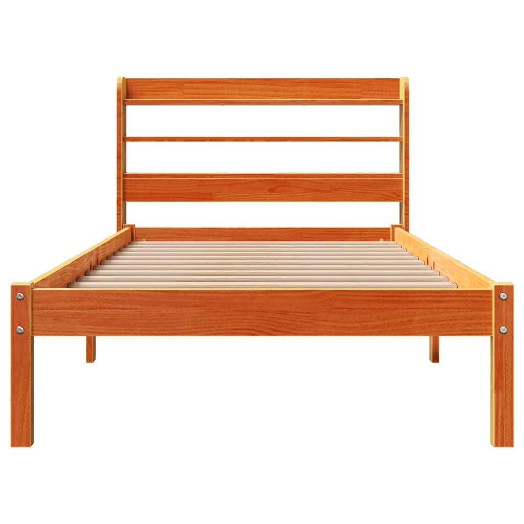 Giroletto con Testiera Marrone Cera 100x200 cm Massello Pino