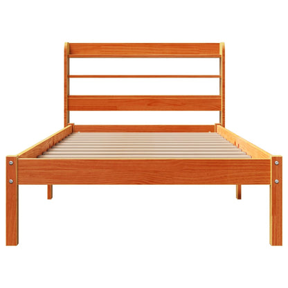 Giroletto con Testiera Marrone Cera 100x200 cm Massello Pino