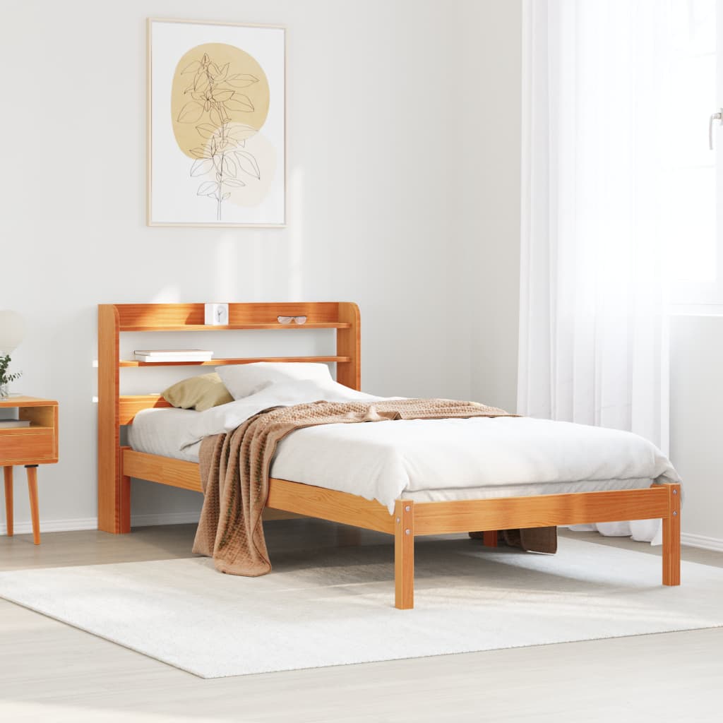 Giroletto con Testiera Marrone Cera 100x200 cm Massello Pino