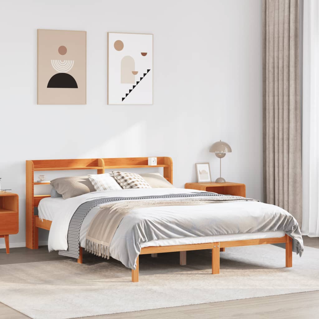 Giroletto con Testiera Marrone Cera 150x200 cm Massello Pino