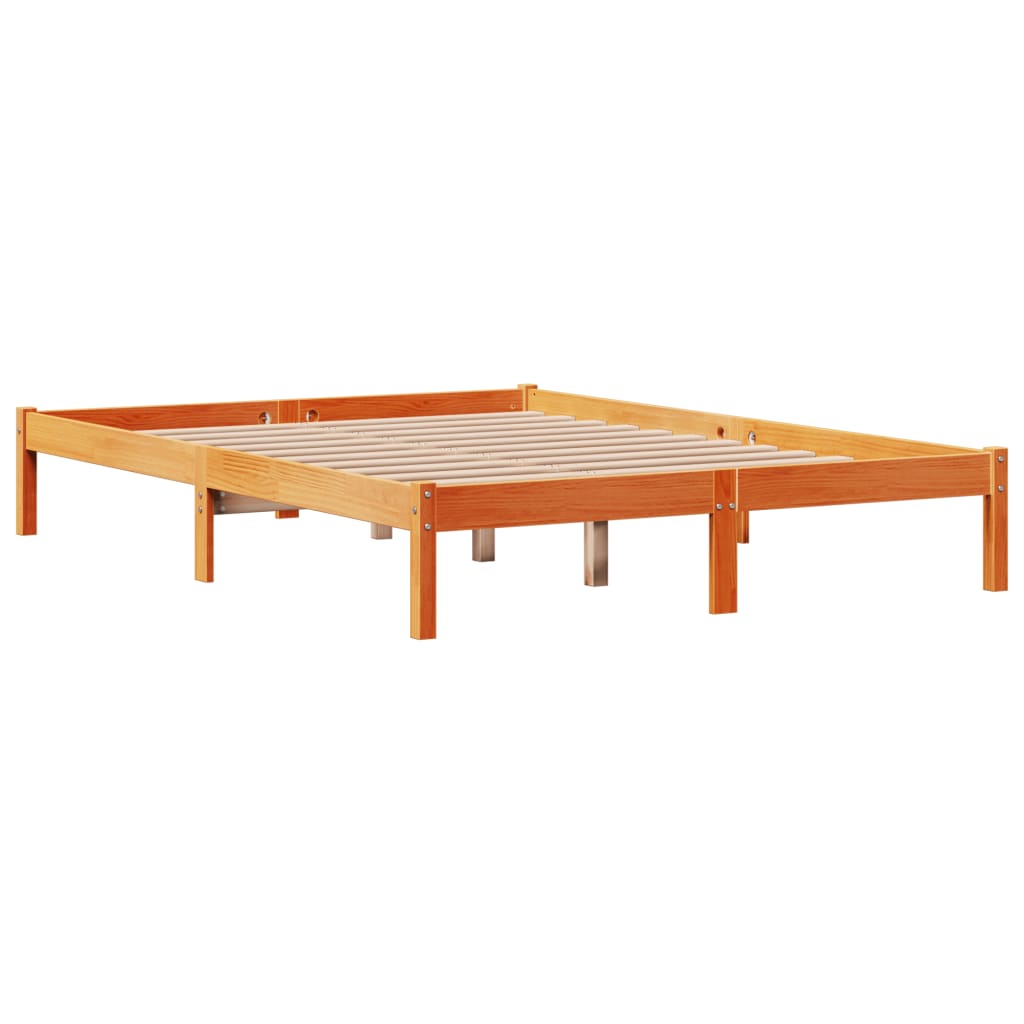 Giroletto con Testiera Marrone Cera 160x200 cm Massello Pino