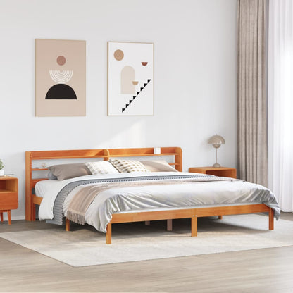 Giroletto con Testiera Marrone Cera 180x200 cm Massello Pino