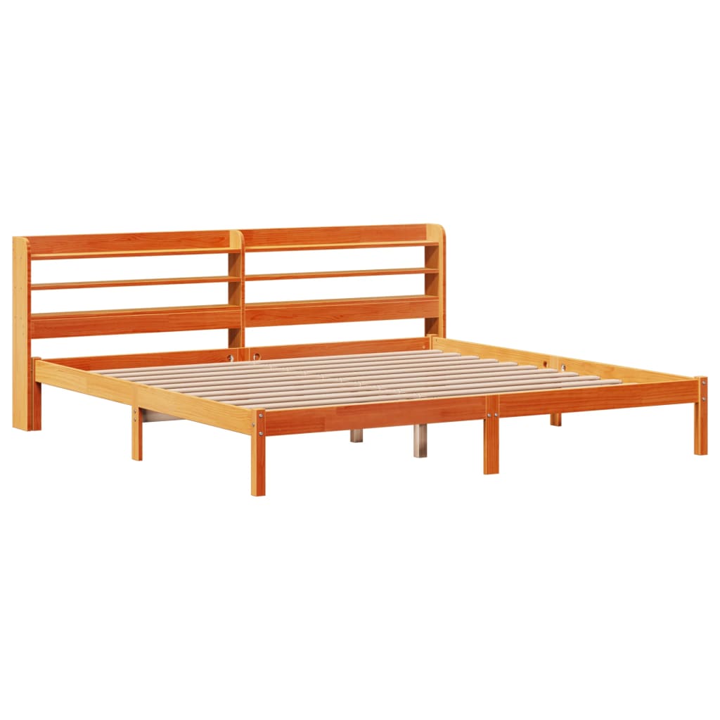 Giroletto con Testiera Marrone Cera 200x200 cm Massello Pino