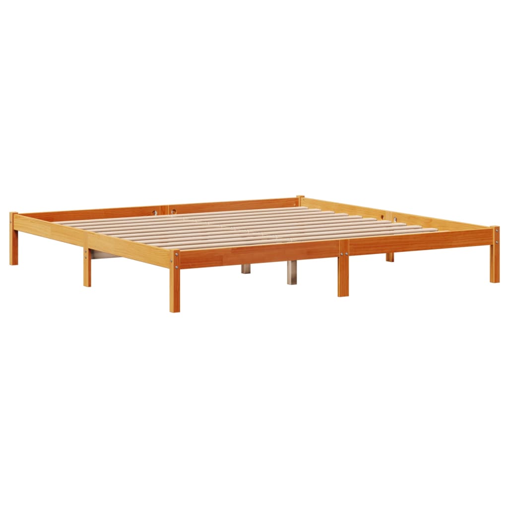 Giroletto con Testiera Marrone Cera 200x200 cm Massello Pino
