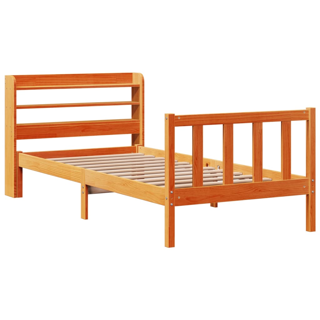 Giroletto con Testiera Marrone Cera 75x190 cm Massello Pino