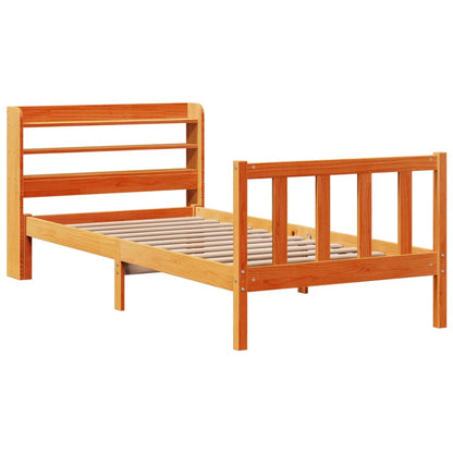 Giroletto con Testiera Marrone Cera 75x190 cm Massello Pino
