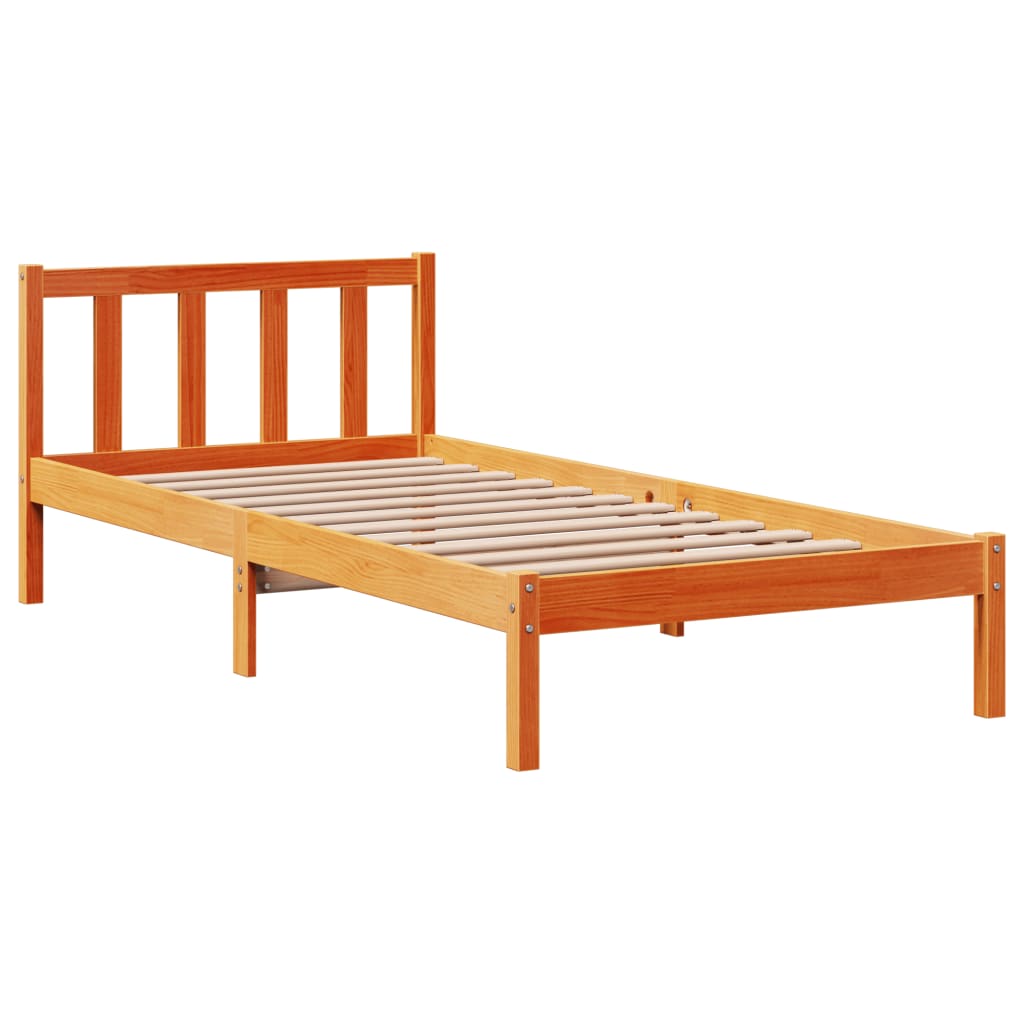 Giroletto con Testiera Marrone Cera 75x190 cm Massello Pino