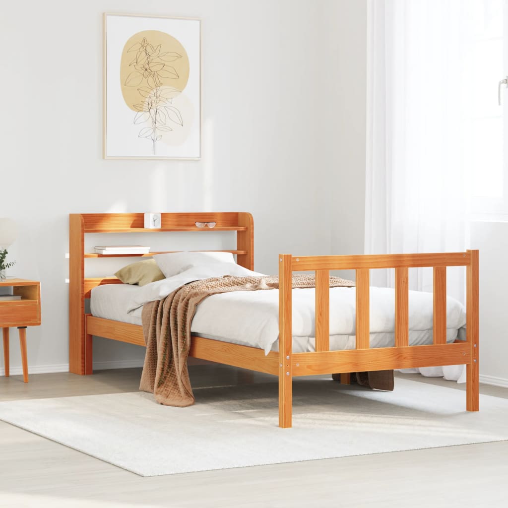 Giroletto con Testiera Marrone Cera 75x190 cm Massello Pino
