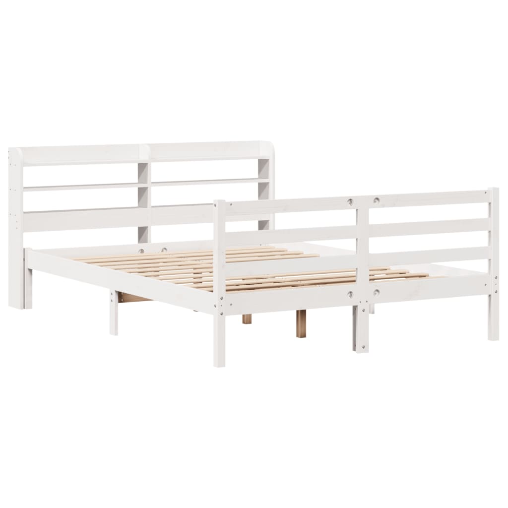 Giroletto con Testiera Bianco 120x190 cm Legno Massello di Pino