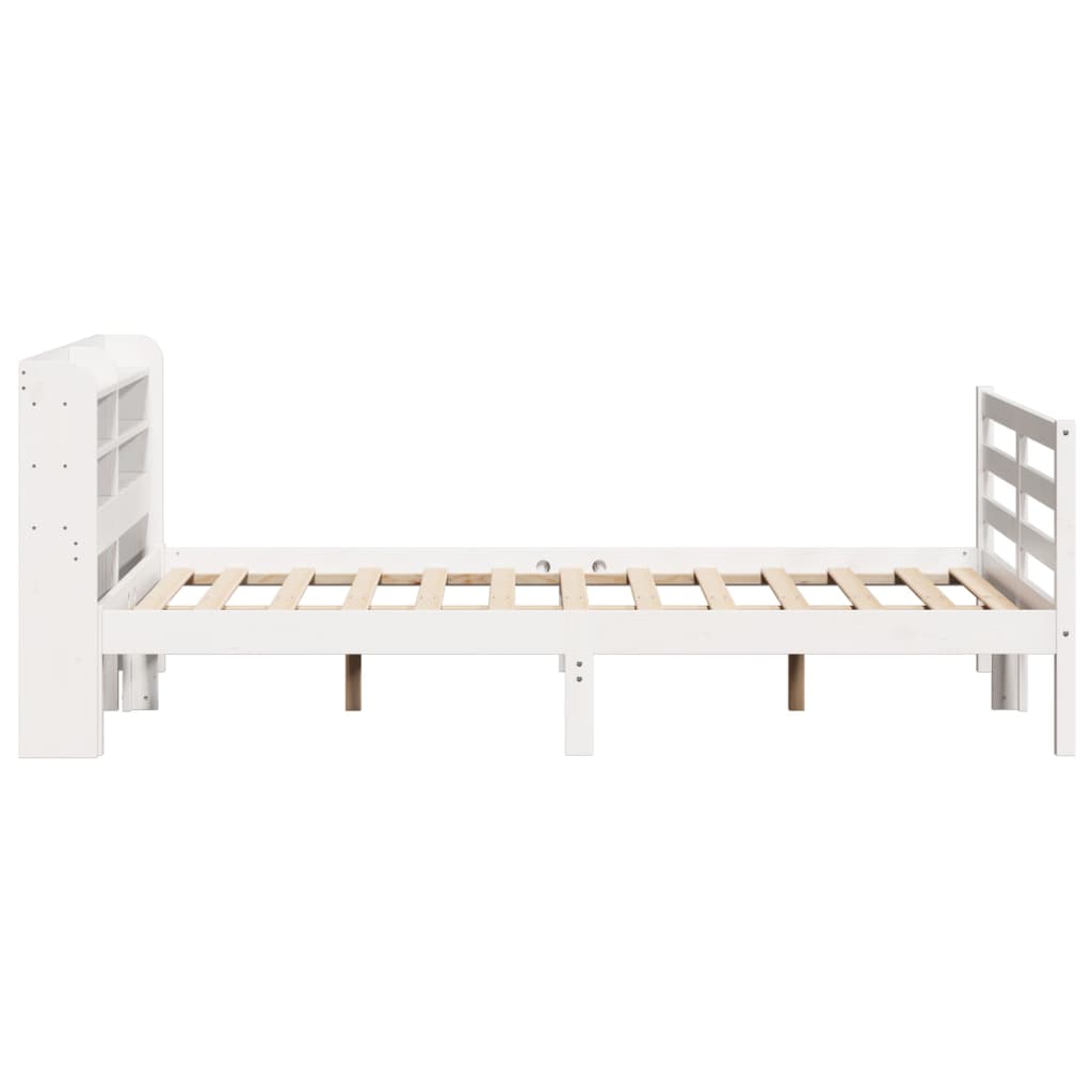 Giroletto con Testiera Bianco 135x190 cm Legno Massello di Pino