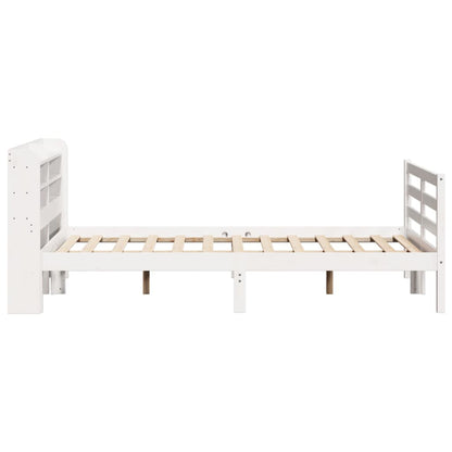 Giroletto con Testiera Bianco 135x190 cm Legno Massello di Pino