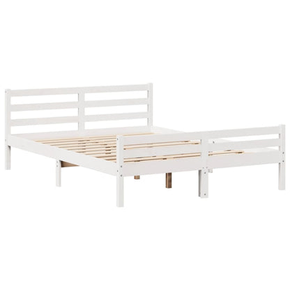 Giroletto con Testiera Bianco 135x190 cm Legno Massello di Pino