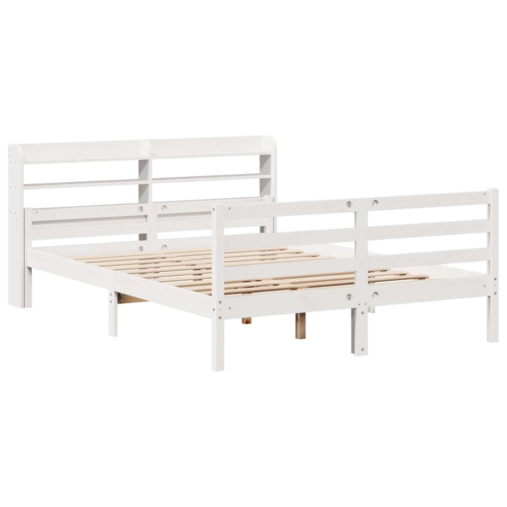 Giroletto con Testiera Bianco 150x200 cm Legno Massello di Pino
