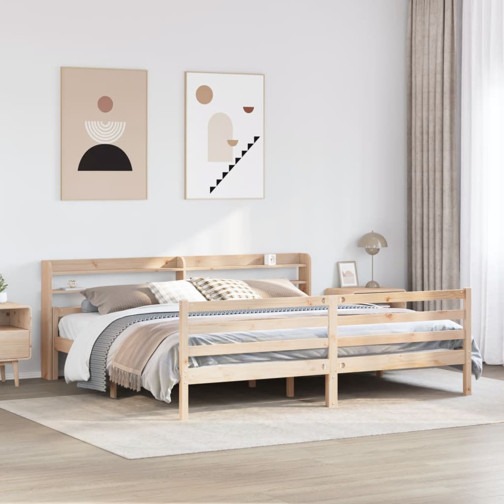 Giroletto con Testiera 200x200 cm in Legno Massello di Pino