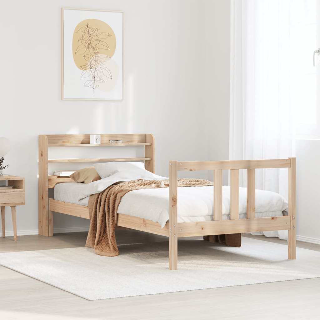 Giroletto con Testiera 90x190 cm in Legno Massello di Pino