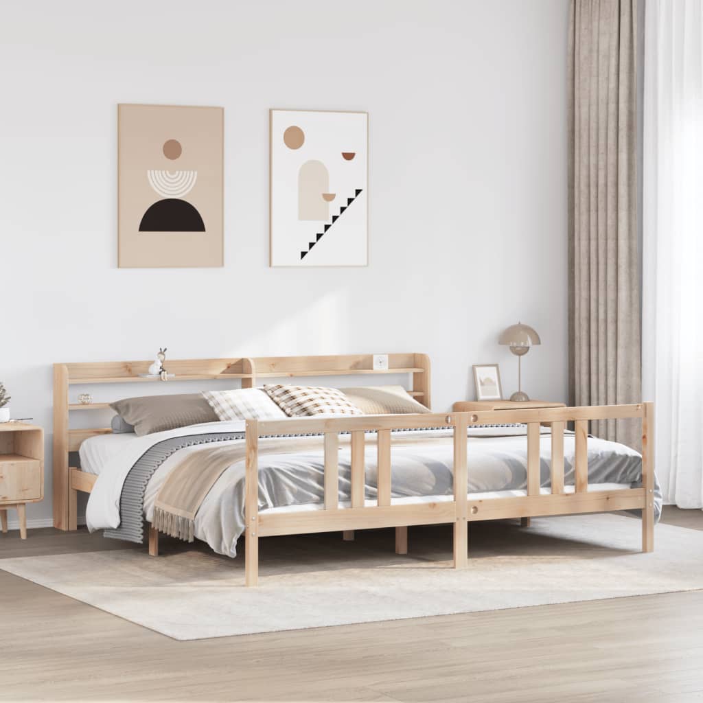 Giroletto con Testiera 200x200 cm in Legno Massello di Pino