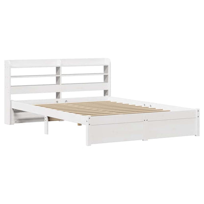 Giroletto con Testiera Bianco 150x200 cm Legno Massello di Pino